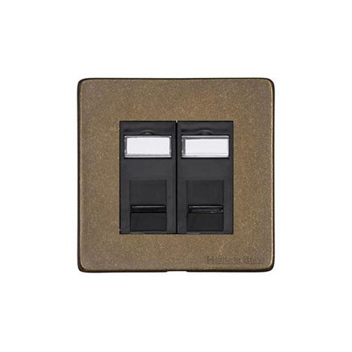 Vintage Range Rustic Brass Switches & Sockets, XRB - 2 Gang Secondary Line Socket by Heritage Brass By M-Marcus