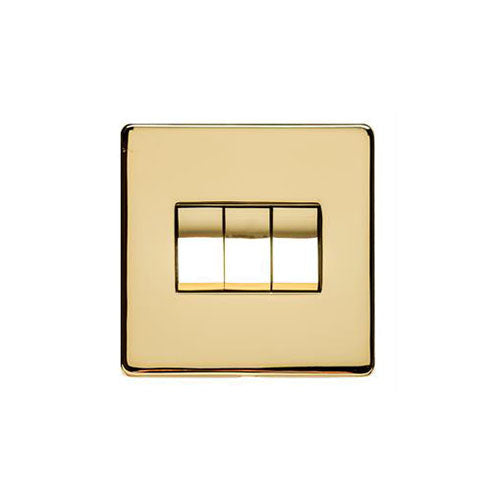 Studio Range Polished Brass Switches & Sockets, Y01 - 3 Gang Rocker Switch by Heritage Brass By M-Marcus