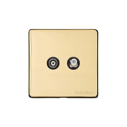 Studio Range Polished Brass Switches & Sockets, Y01 - TV/Satellite Socket by Heritage Brass By M-Marcus