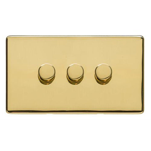 Studio Range Polished Brass Switches & Sockets, Y01 - 3 Gang Dimmer 400 watts (Compatible with halogen/ incandescent bulbs) by Heritage Brass By M-Marcus