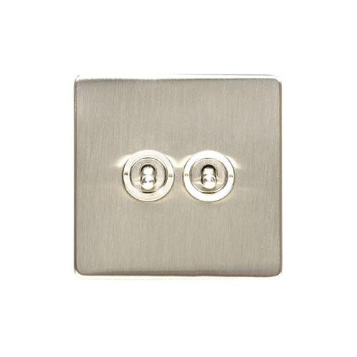 Studio Range Satin Nickel Switches & Sockets, Y05 - 2 Gang Toggle Switch by Heritage Brass By M-Marcus