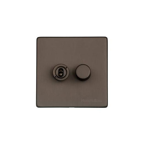 Studio Range Matt Bronze Switches & Sockets, Y09 - 2G Mixed Toggle Dimmer Switch 1xToggle 1xTED by Heritage Brass By M-Marcus