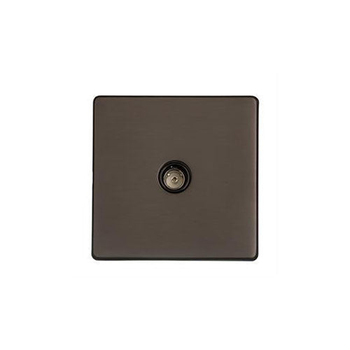 Studio Range Matt Bronze Switches & Sockets, Y09 - 1 Gang Isolated TV Coaxial Socket by Heritage Brass By M-Marcus