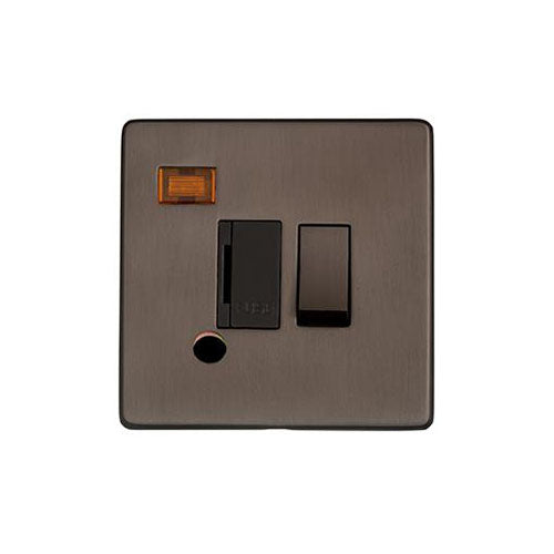 Studio Range Matt Bronze Switches & Sockets, Y09 - Switched Spur with Neon + Cord (13 Amp) by Heritage Brass By M-Marcus