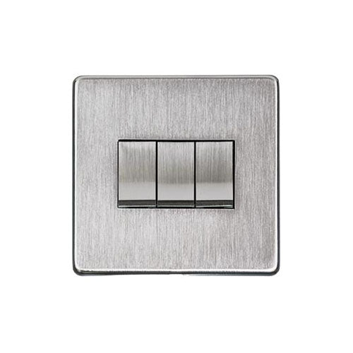 Studio Range Satin Chrome Switches & Sockets, Y33 - 3 Gang Rocker Switch by Heritage Brass By M-Marcus