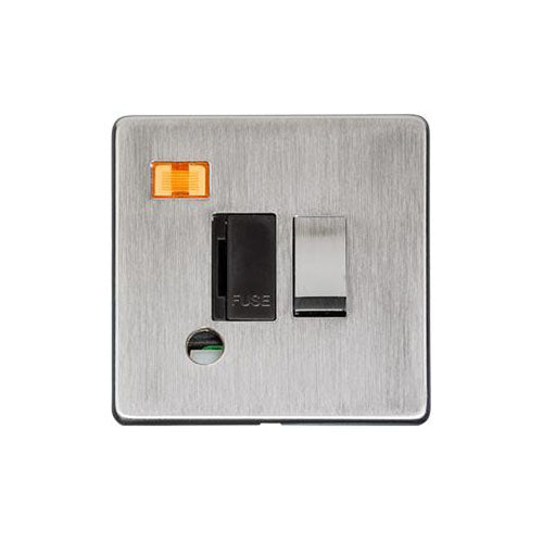 Studio Range Satin Chrome Switches & Sockets, Y33 - Switched Spur with Neon + Cord (13 Amp) by Heritage Brass By M-Marcus