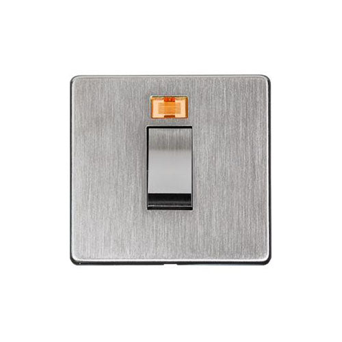 Studio Range Satin Chrome Switches & Sockets, Y33 - 45A DP Cooker Switch with Neon (single plate) by Heritage Brass By M-Marcus