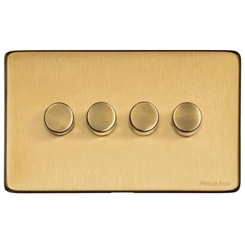 Studio Range Satin Brass Switches & Sockets, Y44 - 4G Multi Location Secondary Dimmer by Heritage Brass By M-Marcus