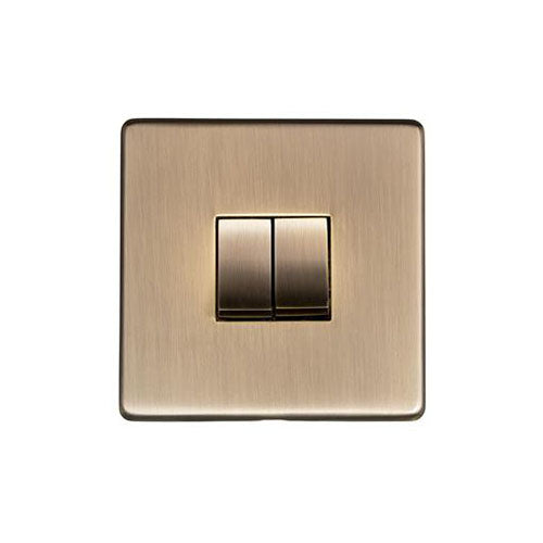 Studio Range Antique Brass Switches & Sockets, Y91 - 2 Gang Rocker Switch by Heritage Brass By M-Marcus