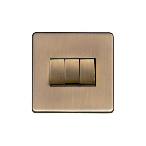 Studio Range Antique Brass Switches & Sockets, Y91 - 3 Gang Rocker Switch by Heritage Brass By M-Marcus