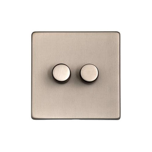 Studio Range Aged Pewter Switches & Sockets, YAP - 2 Gang Dimmer 400 watts (Compatible with halogen/ incandescent bulbs) by Heritage Brass By M-Marcus