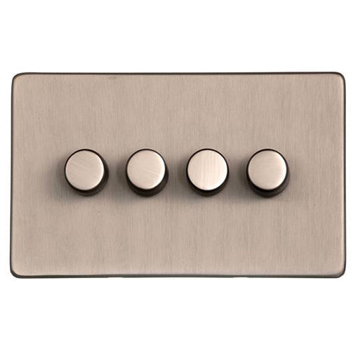 Studio Range Aged Pewter Switches & Sockets, YAP - 4 Gang Dimmer 400 watts(Compatible with halogen/ incandescent bulbs) by Heritage Brass By M-Marcus