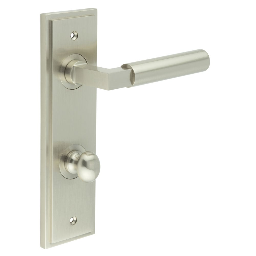 Burlington Westminster Door Handles Din Bathroom Backplate & Turn & Release 80 by Burlington By Frelan