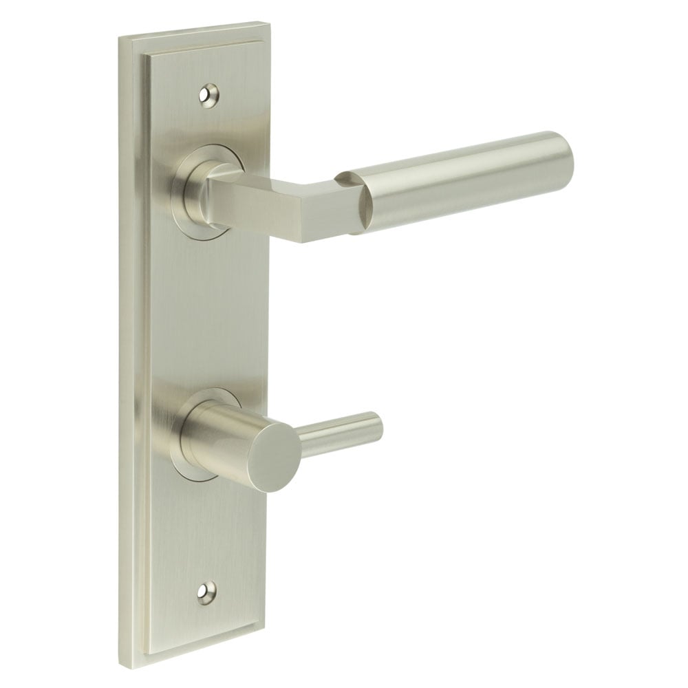 Burlington Westminster Door Handles Din Bathroom Backplate & Turn & Release 82 by Burlington By Frelan