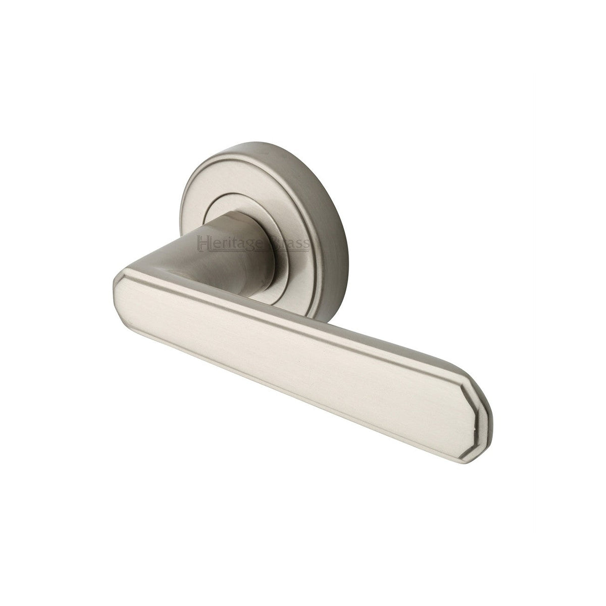 Century Door Handle on Round Rose by M Marcus - Heritage Brass