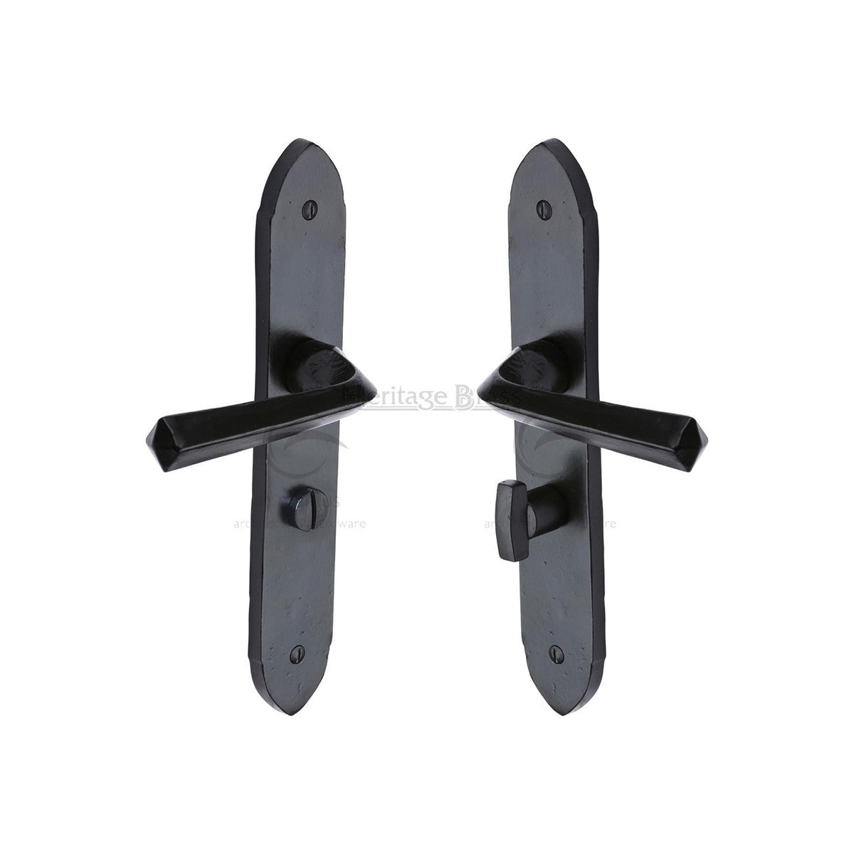 Black Iron Grafton Door Handle on Plate by M Marcus - Heritage Brass
