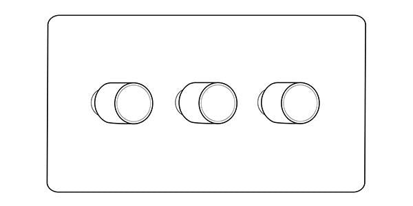 Hoxton Paintable Range Primed White (Paintable) 3 Gang TED Dimmer (Compatible with LED Lamps)