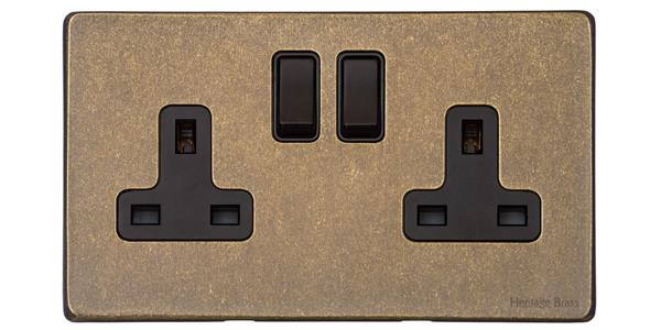 Vintage Range Rustic Brass, XRB - Double Socket (13 Amp)