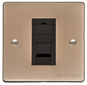 Elite Flat Plate Range Antique Brass, T91 - 1 Gang CAT6
