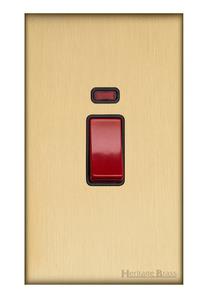 Windsor Range Matt Brass, WN40 - 45A DP Cooker Switch with Neon (tall plate)