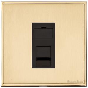 Executive Range Satin Brass with Polished Brass, EX14 - 1 Gang CAT6
