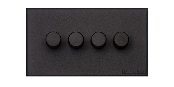 Windsor Range Jet Black (Project Finish) 4 Gang TED Dimmer (Compatible with LED Lamps)