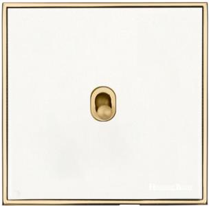 Executive Range Matt White with Polished Brass, EX10 - 1 Gang Stockholm Toggle