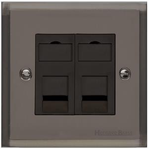 Elite Stepped Plate Range Polished Black Nickel, S06 - 2 Gang CAT6