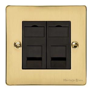 Elite Flat Plate Range Polished Brass, T01 - 2 Gang CAT6