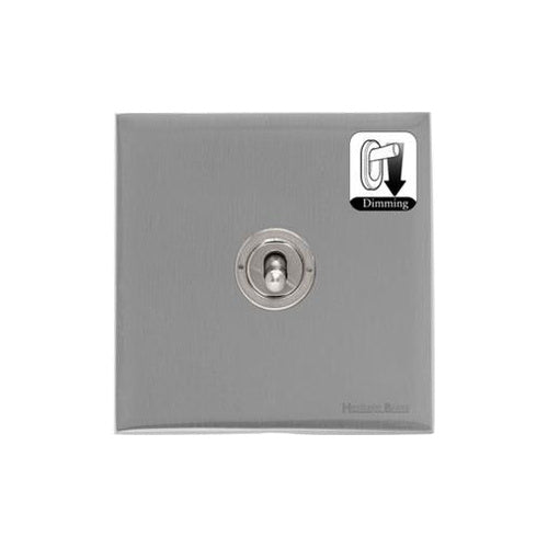 Windsor Range Satin Chrome Silk Switches & Sockets, WN35 - 1 Gang Dimming Toggle Switch by Heritage Brass By M-Marcus