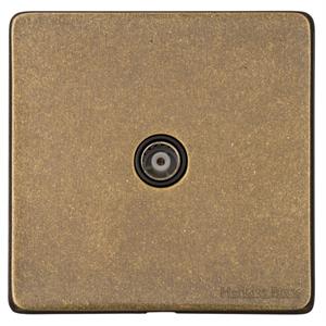 Vintage Range Rustic Brass, XRB - 1 Gang Non-Isolated TV Coaxial Socket