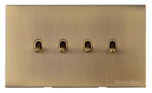 Winchester Range Antique Brass, W91 - 4 Gang Stockholm Toggle