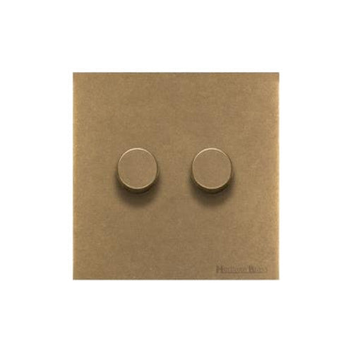 Windsor Range Aged Brass Switches & Sockets, WN50 - 2 Gang Dimmer 250 watts (Compatible with halogen/ incandescent bulbs) by Heritage Brass By M-Marcus