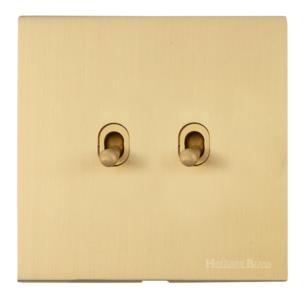 Winchester Range Satin Brass, W44 - 2 Gang Stockholm Toggle