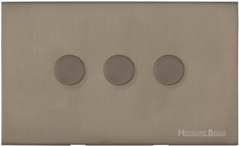 Windsor Range Aged Pewter, WAP - 3 Gang TED Dimmer (Compatible with LED Lamps)