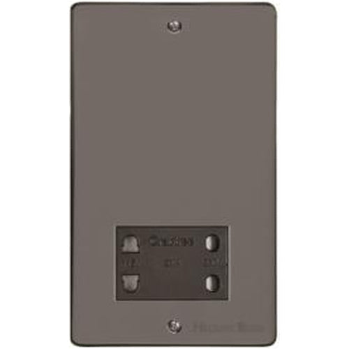 Elite Flat Plate Range Polished Black Nickel Switches & Sockets, T06 - Shaver Socket Output Voltage 110/240V by Heritage Brass By M-Marcus