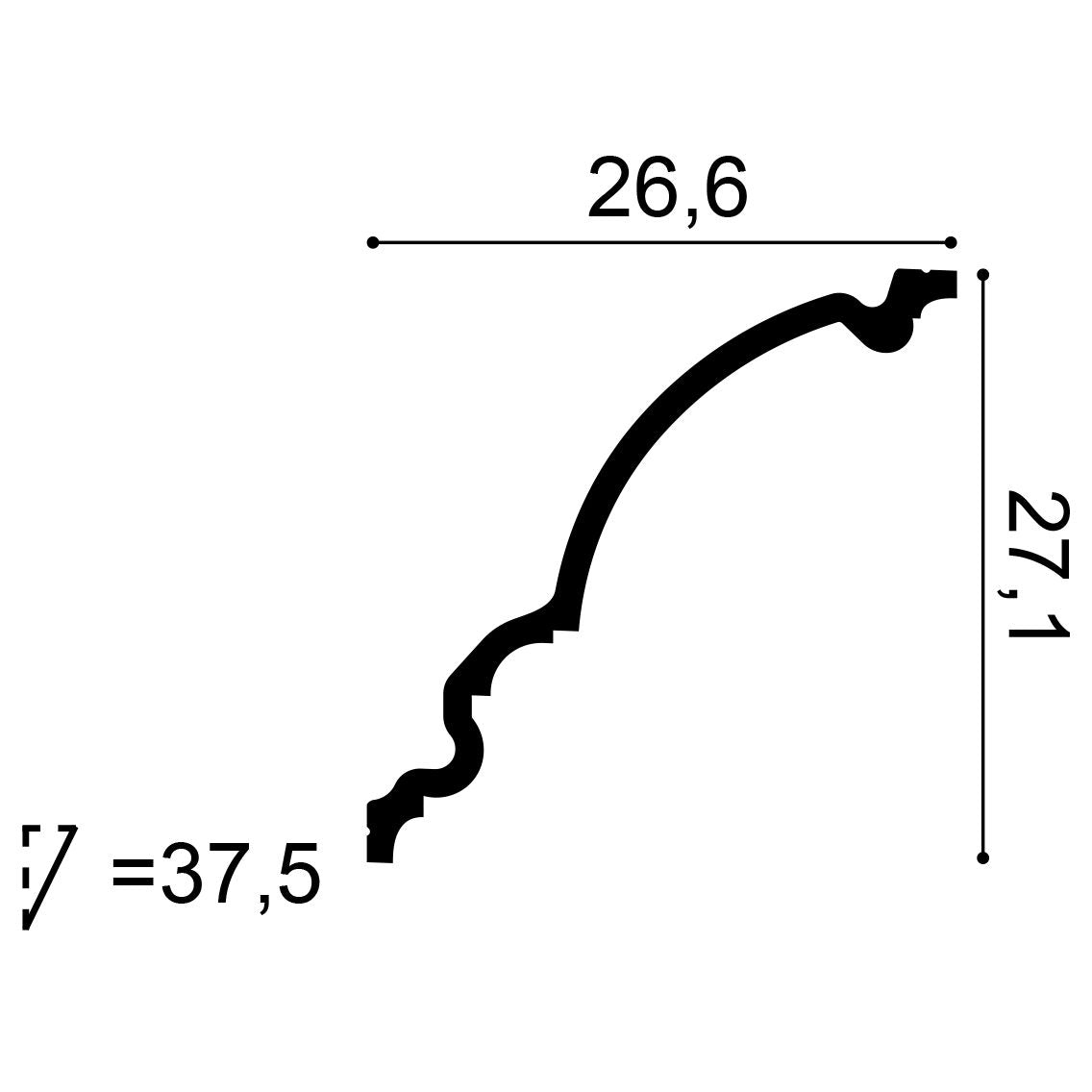 C336 Cornice Moulding L200xH27.1xW26.6 (cm) ~ €/ Per Mtr