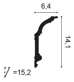 C339 Cornice Moulding Size: 6.4x14.1. (cm) ~ €/ Per Mtr