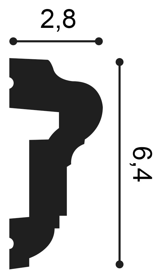 P6020f Panel Moulding Flex Size: 2.8x6.4. (cm)