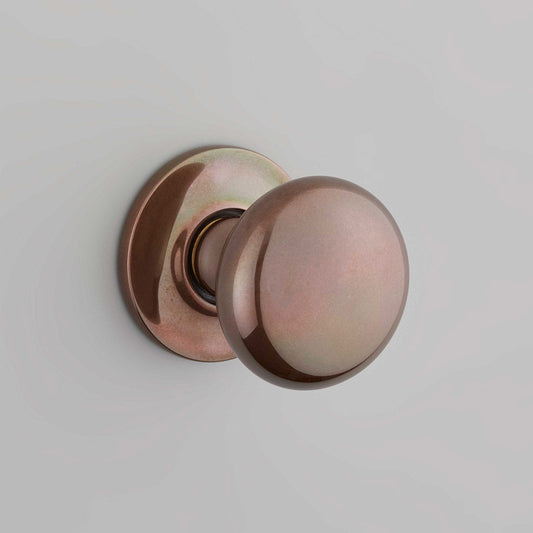 Croft - Cushion Mortice Knob Furniture on Arc Edge Covered Rose 1757COV57D by Croft Ironmongery