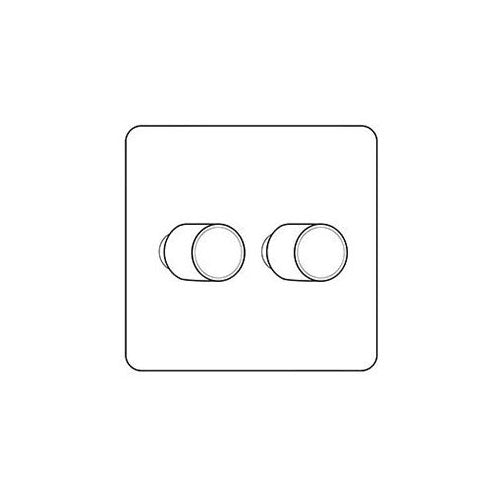 Mode Range Matt Black 2 Gang TED Dimmer (Compatible with LED Lamps)