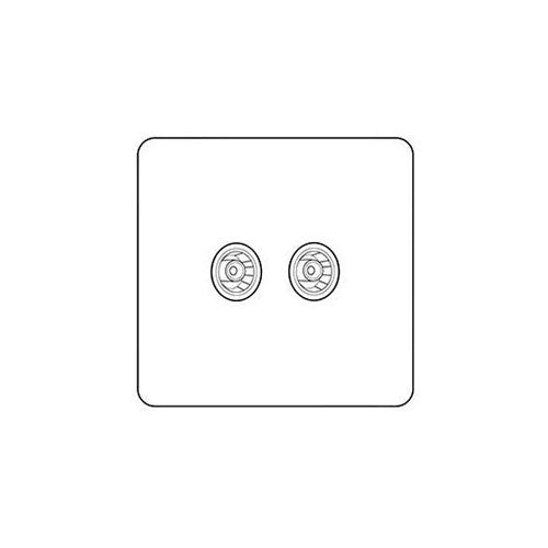 Bauhaus Range Satin Chrome Switches & Sockets, BH3 - 2 Gang TV Coaxial Socket by Heritage Brass By M-Marcus