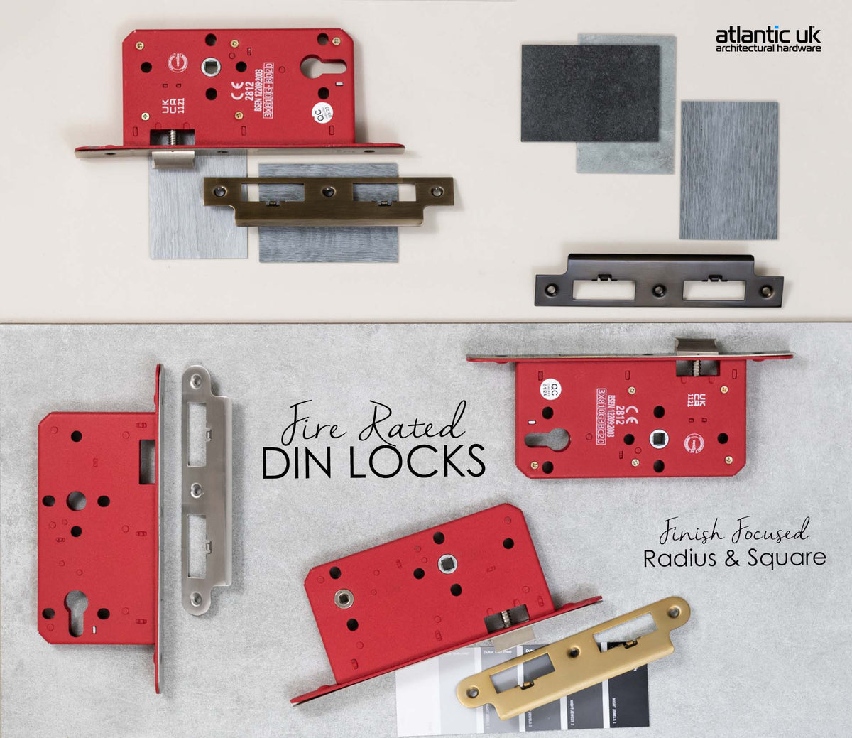 Atlantic DIN Euro Profile Sashlock Double Throw 60mm backset - additional image