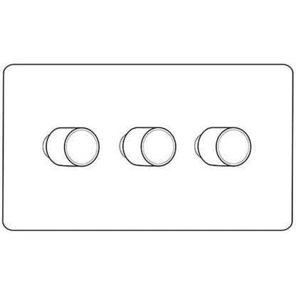 Hoxton Paintable Range Primed White (Paintable) 3 Gang TED Dimmer (Compatible with LED Lamps)