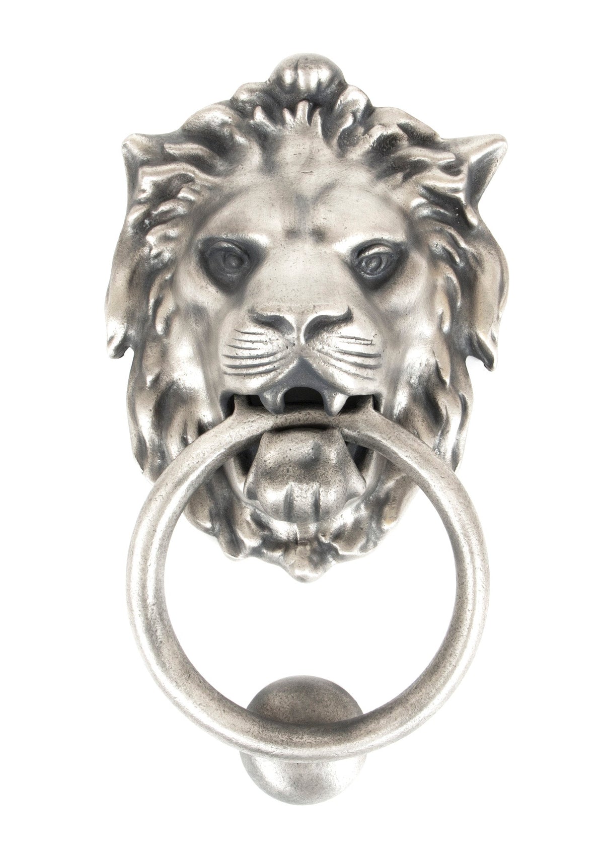 From The Anvil's Antique Pewter Lion Head Door Knocker