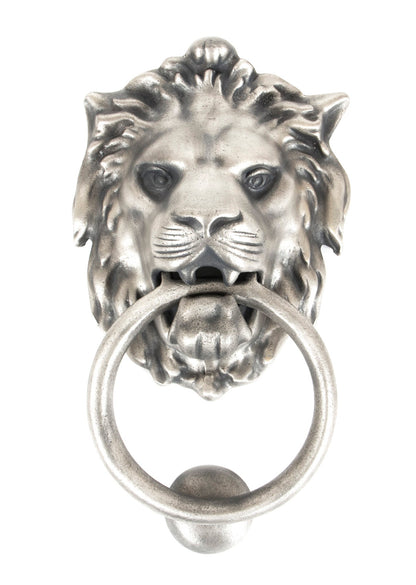 From The Anvil's Antique Pewter Lion Head Door Knocker