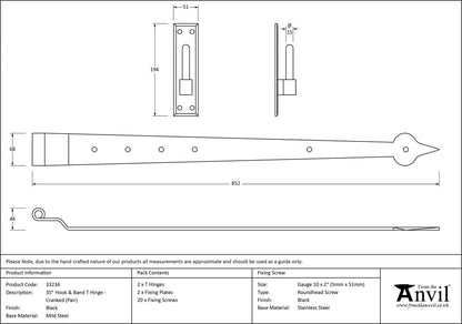 Hook & Band Hinge - Cranked (pair) by From The Anvil