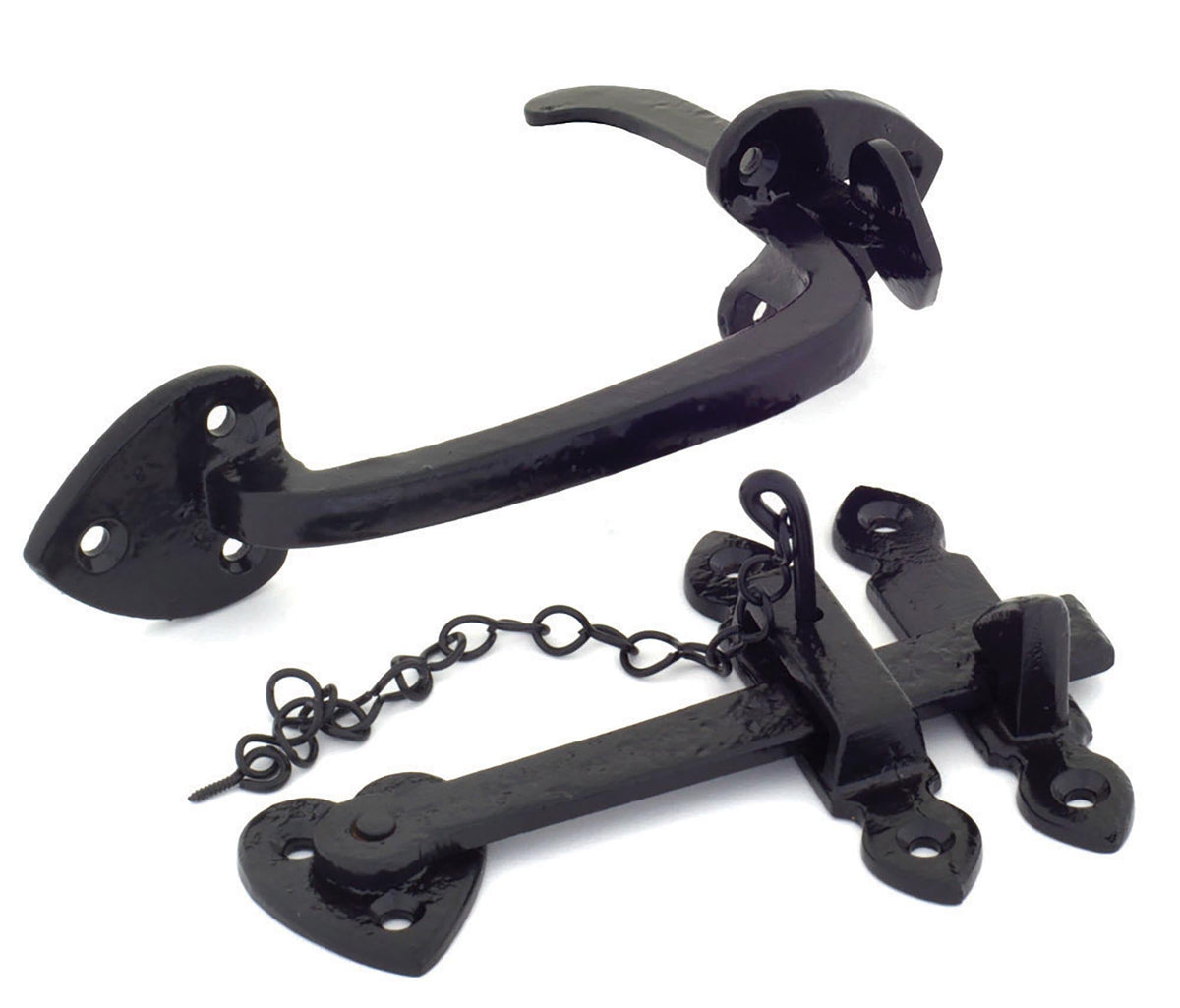 Black Cast Thumblatch Set with Chain by From The Anvil