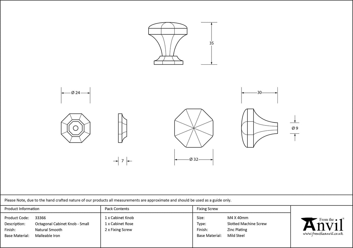 Octagonal Cabinet Knob by From The Anvil