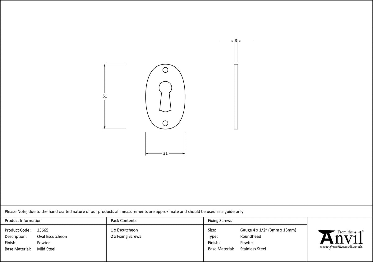 Oval Escutcheon by From The Anvil
